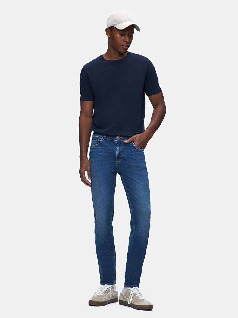Jumy 5 Tapered Leg Mid Waist Jean Trousers