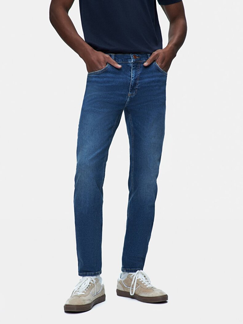 Jumy 5 Tapered Leg Mid Waist Jean Trousers