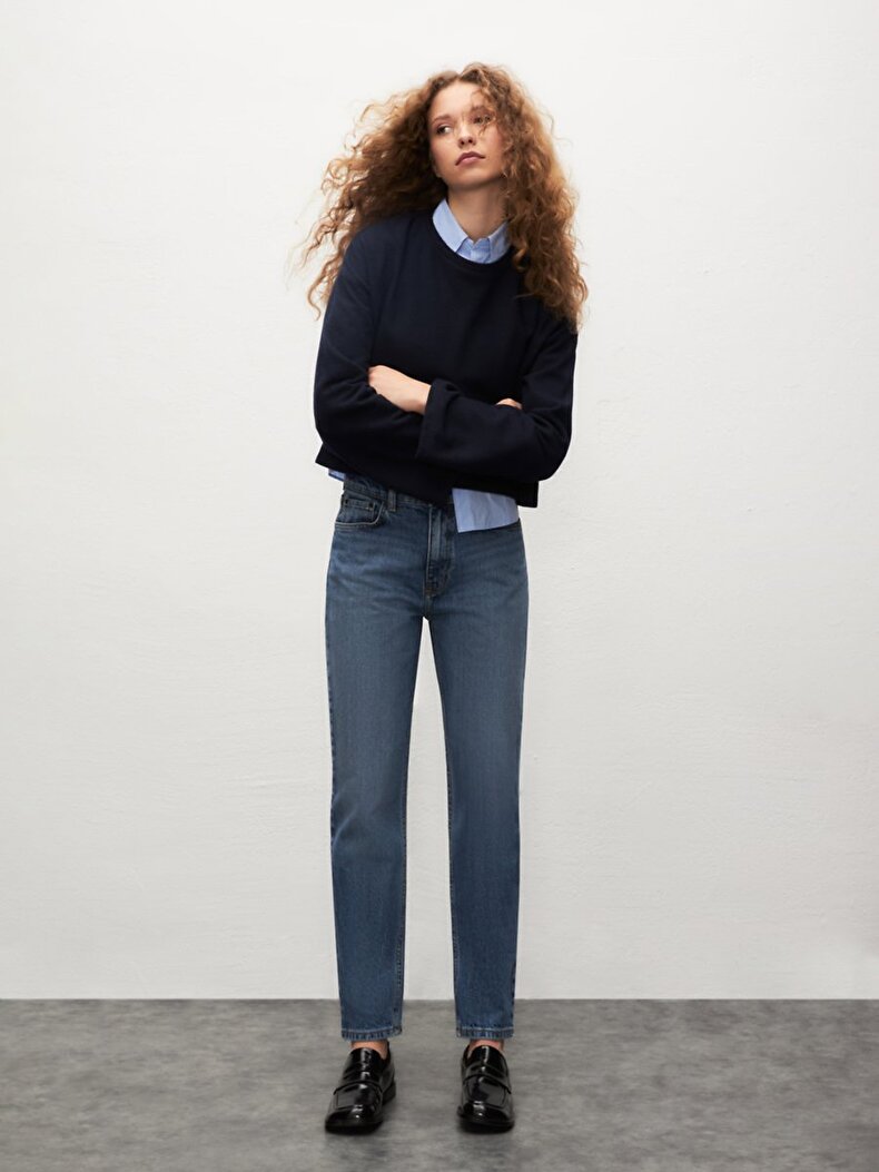 Wanda Düz Paça Yüksek Bel Jean Pantolon
