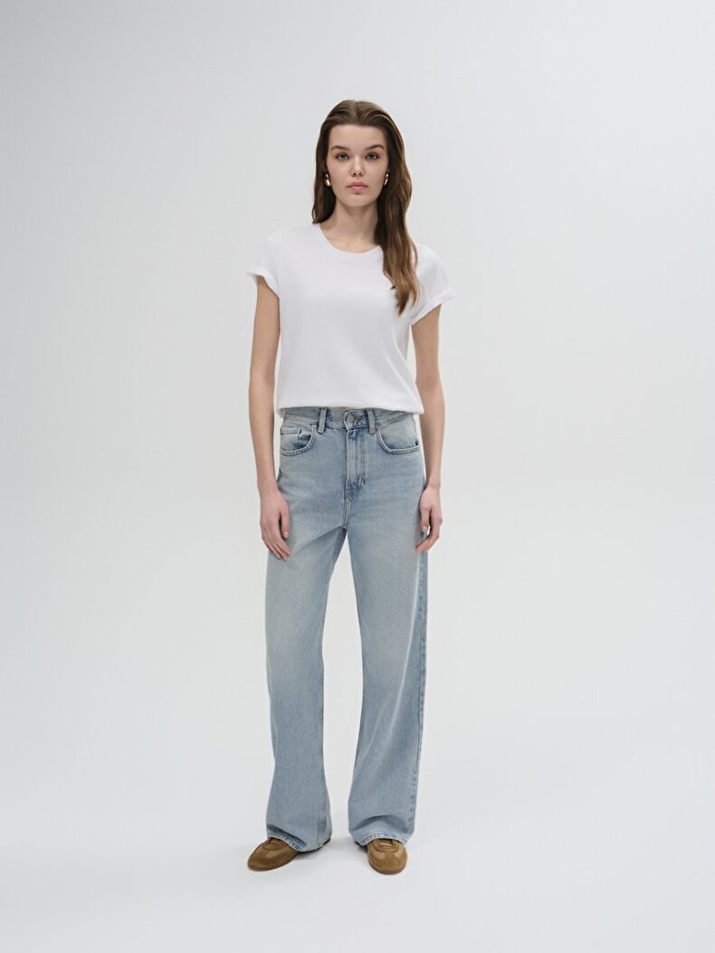 Vionne H Geni̇ş Paça Yüksek Bel Jean Trousers