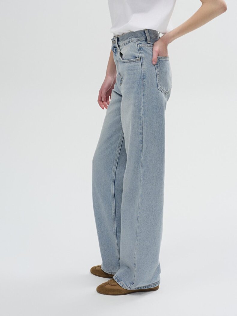 Vionne H Geni̇ş Paça Yüksek Bel Jean Trousers