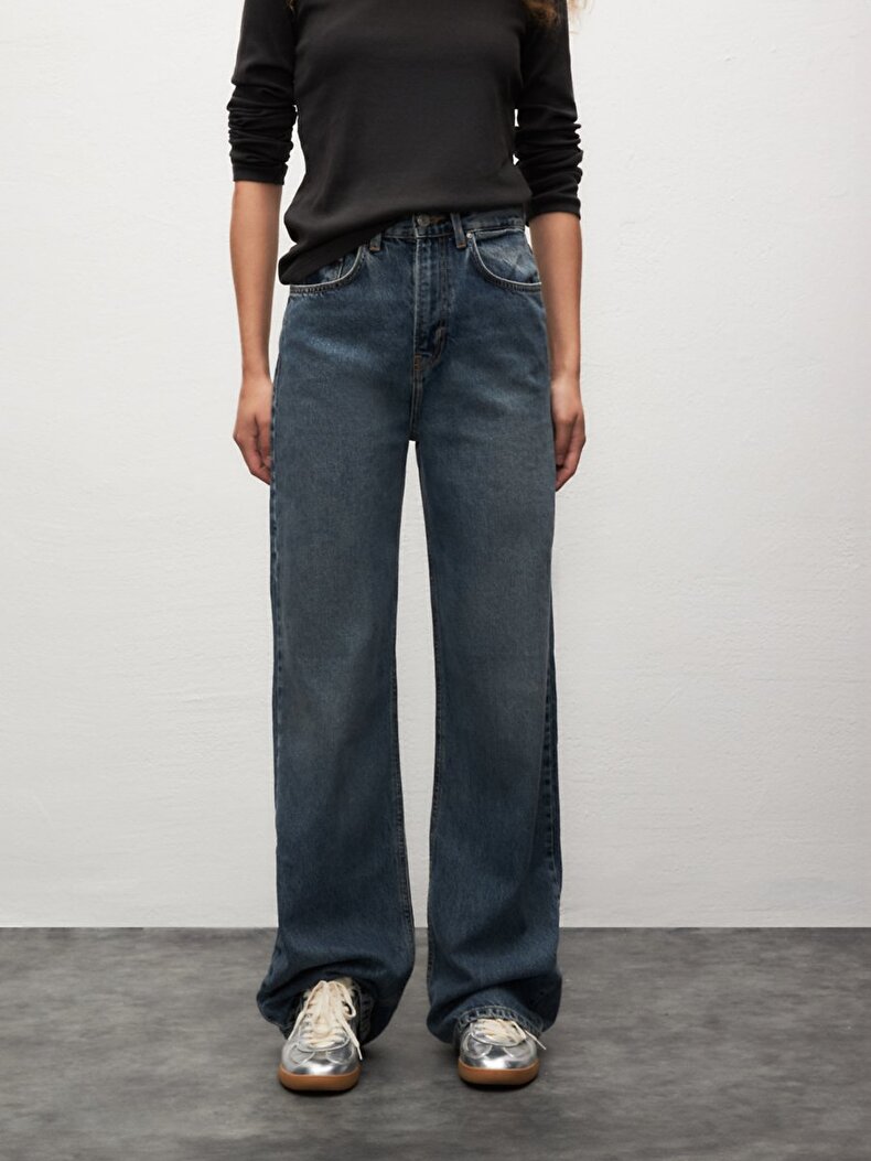Vionne H Geni̇ş Paça Yüksek Bel Jean Trousers