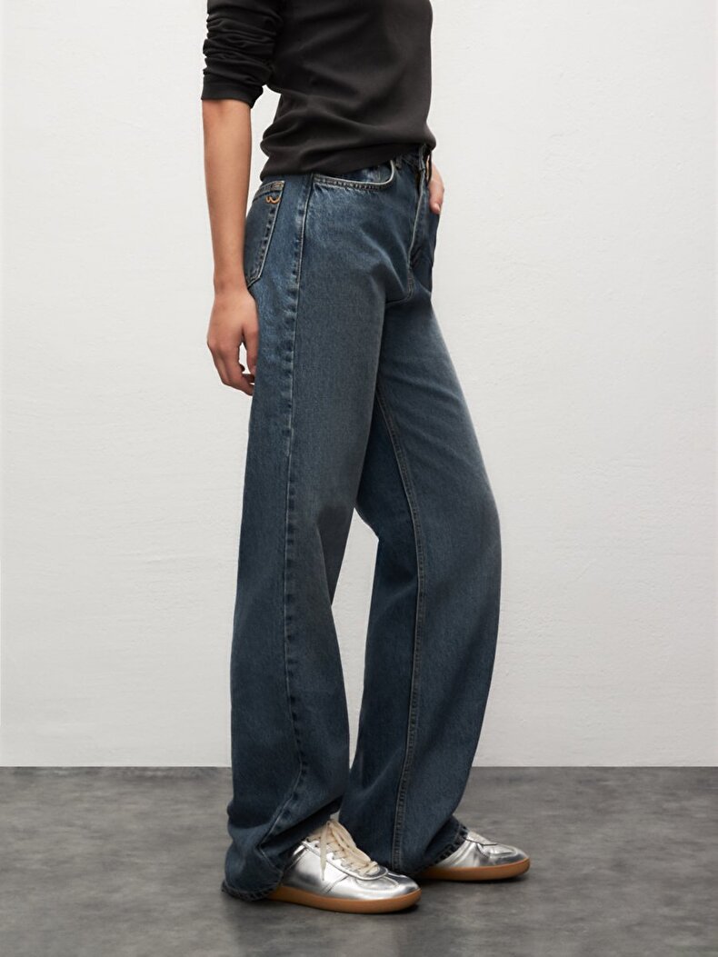 Vionne H Geni̇ş Paça Yüksek Bel Jean Trousers