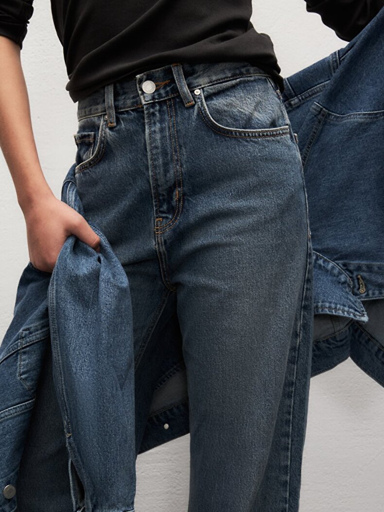 Vionne H Geni̇ş Paça Yüksek Bel Jean Trousers