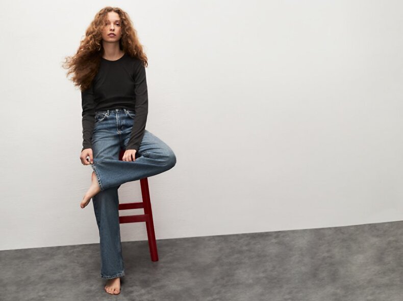Vionne H Geni̇ş Paça Yüksek Bel Jean Trousers