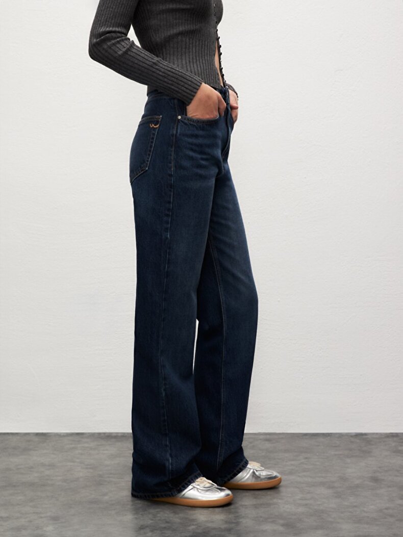 Vionne H Geni̇ş Paça Yüksek Bel Jean Trousers