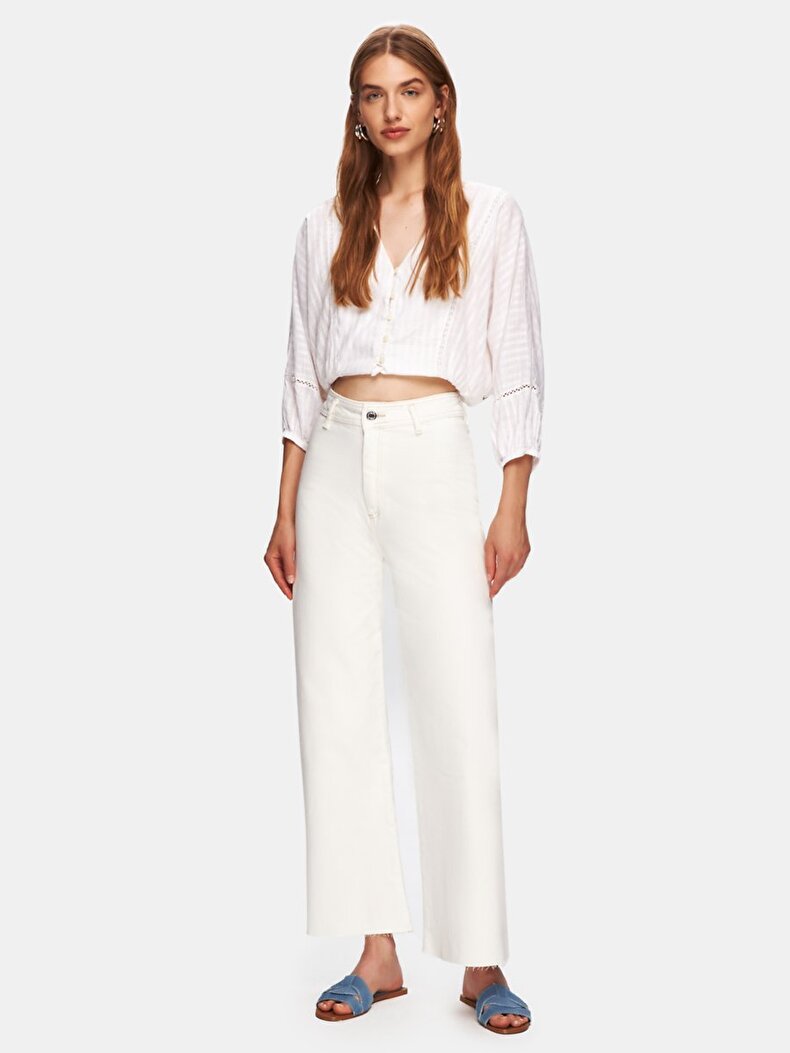 Danica L Geni̇ş Paça Yüksek Bel Jean Trousers