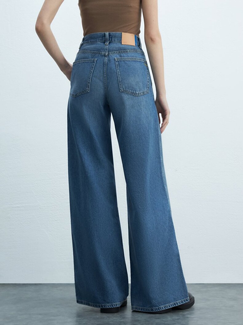 Mariam Geni̇ş Paça Yüksek Bel Jean Trousers
