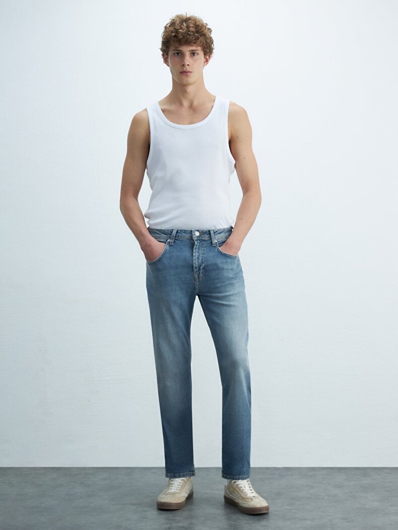 Paul P Düz Paça Orta Bel Jean Trousers