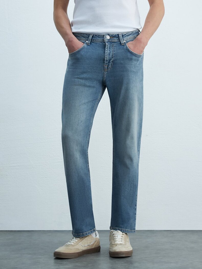 Paul P Düz Paça Orta Bel Jean Trousers
