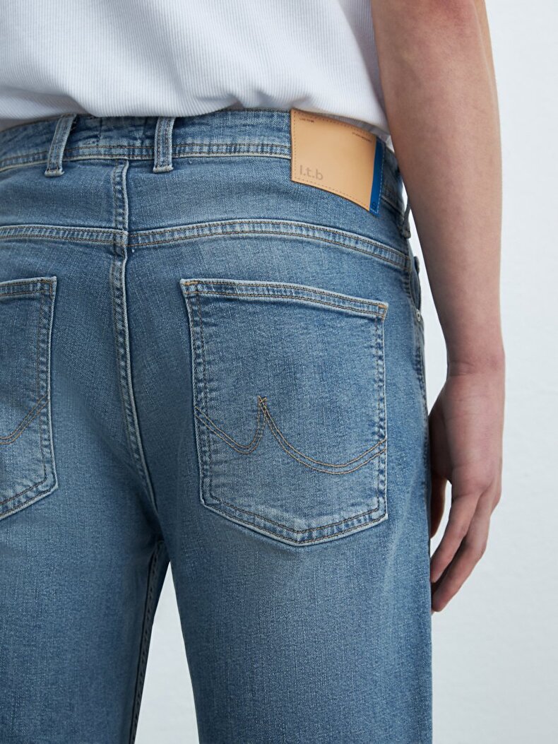 Paul P Düz Paça Orta Bel Jean Trousers