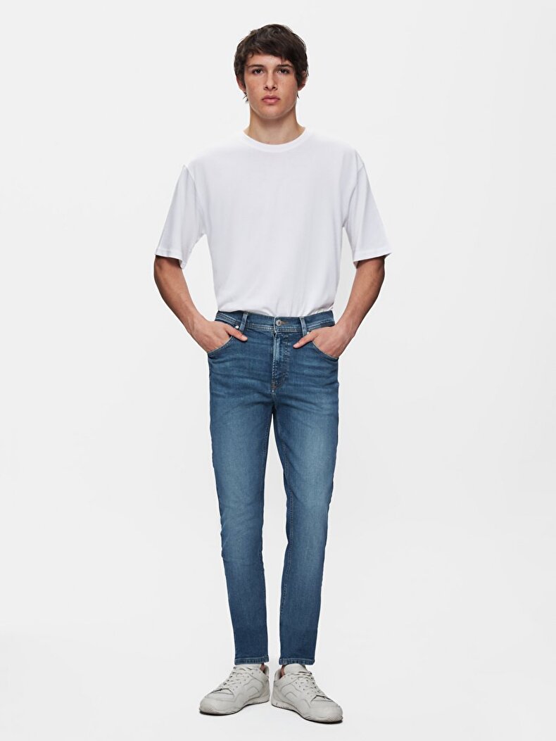 New Smarty Tapered Leg Mid Waist Jean Trousers
