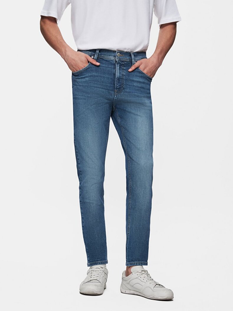 New Smarty Tapered Leg Mid Waist Jean Trousers