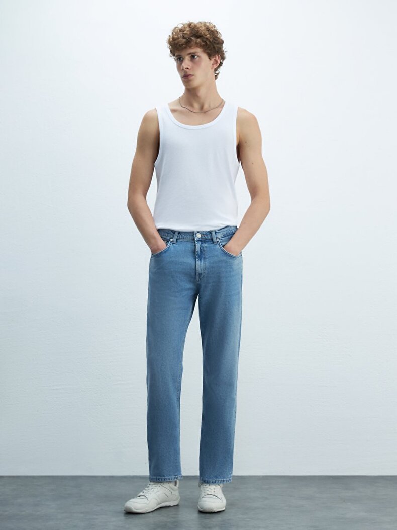 Lioren Straight Leg Mid Waist Jean Trousers