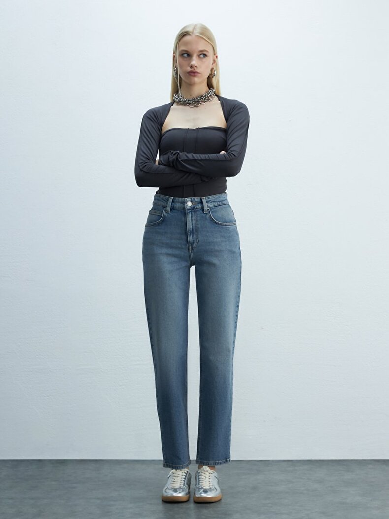 New Wanda Düz Paça Rahat Kesim Jean Pantolon