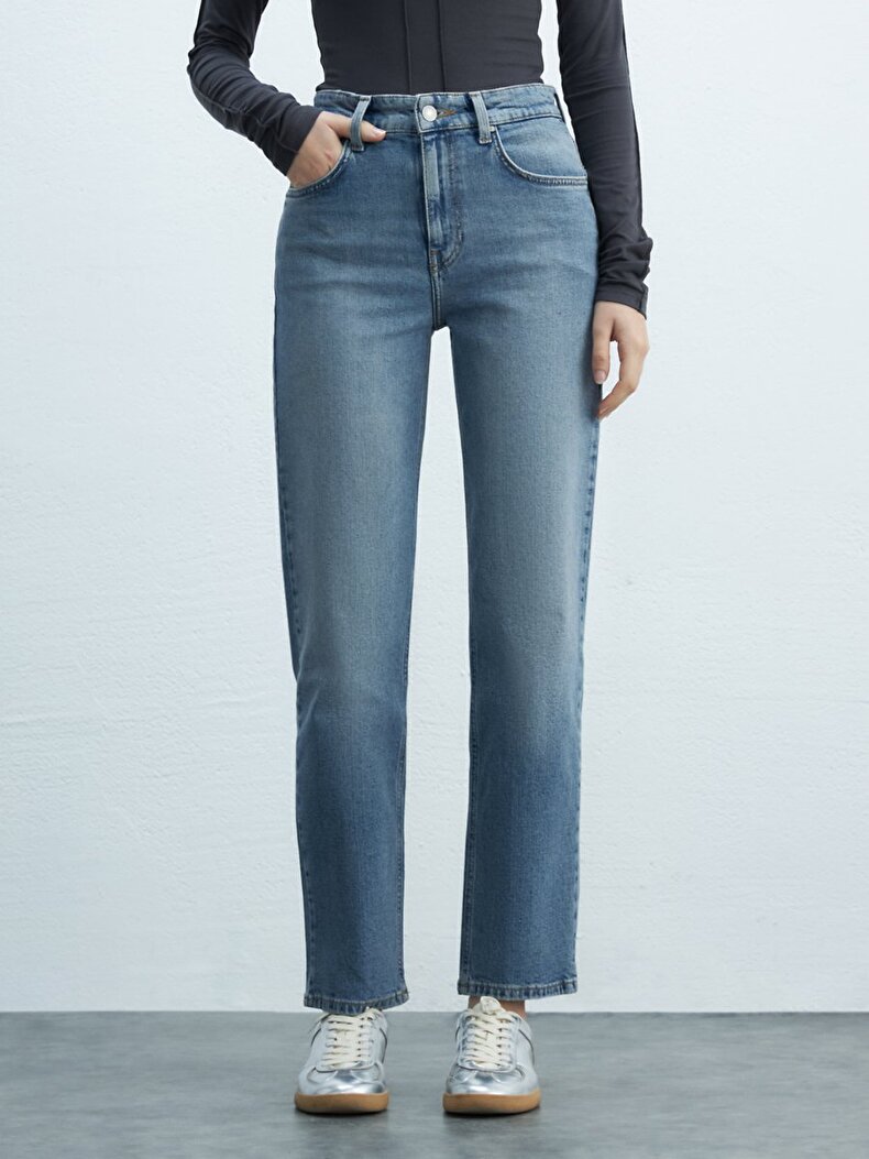 New Wanda Düz Paça Rahat Kesim Jean Pantolon