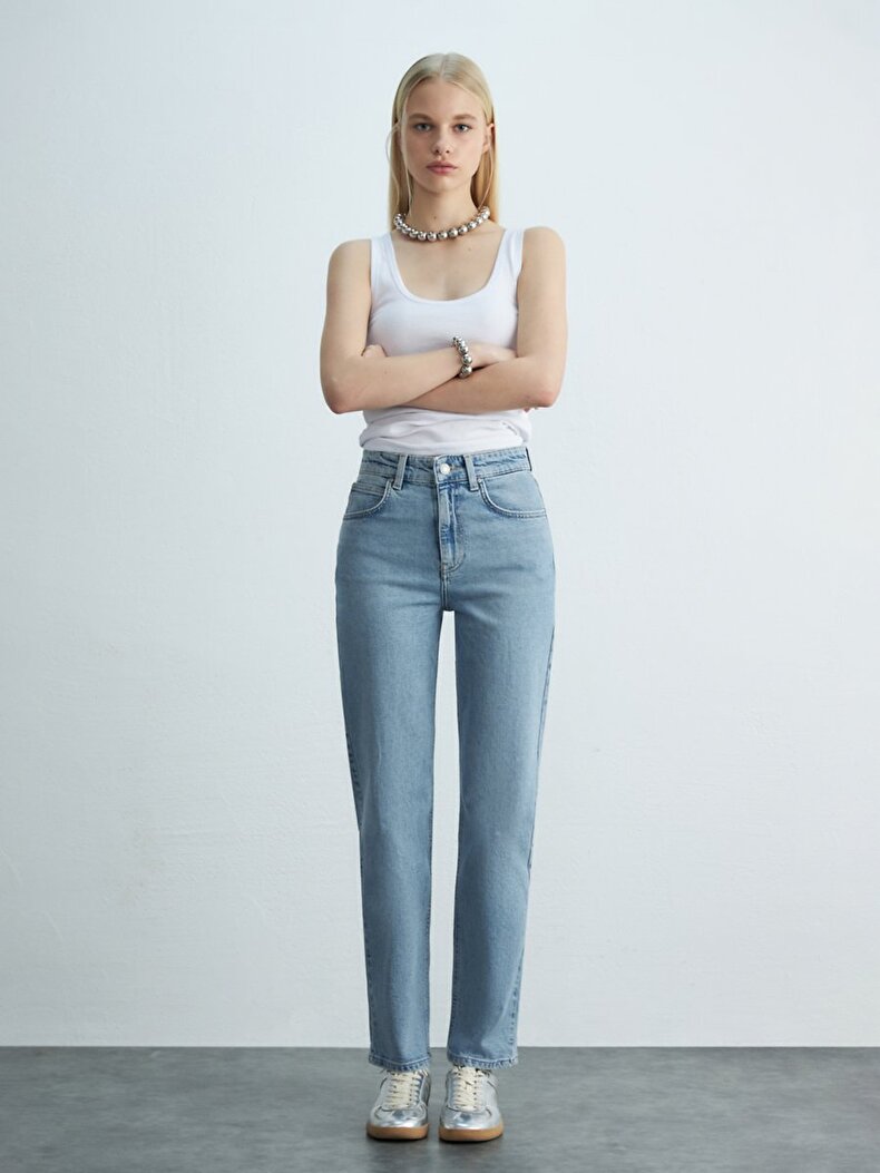 New Wanda Düz Paça Rahat Kesim Jean Pantolon