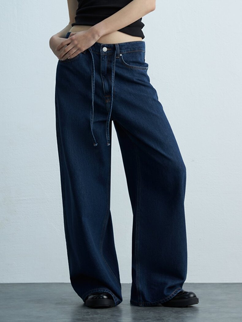 Denıssa Geniş Paça Yüksek Bel Jean Pantolon