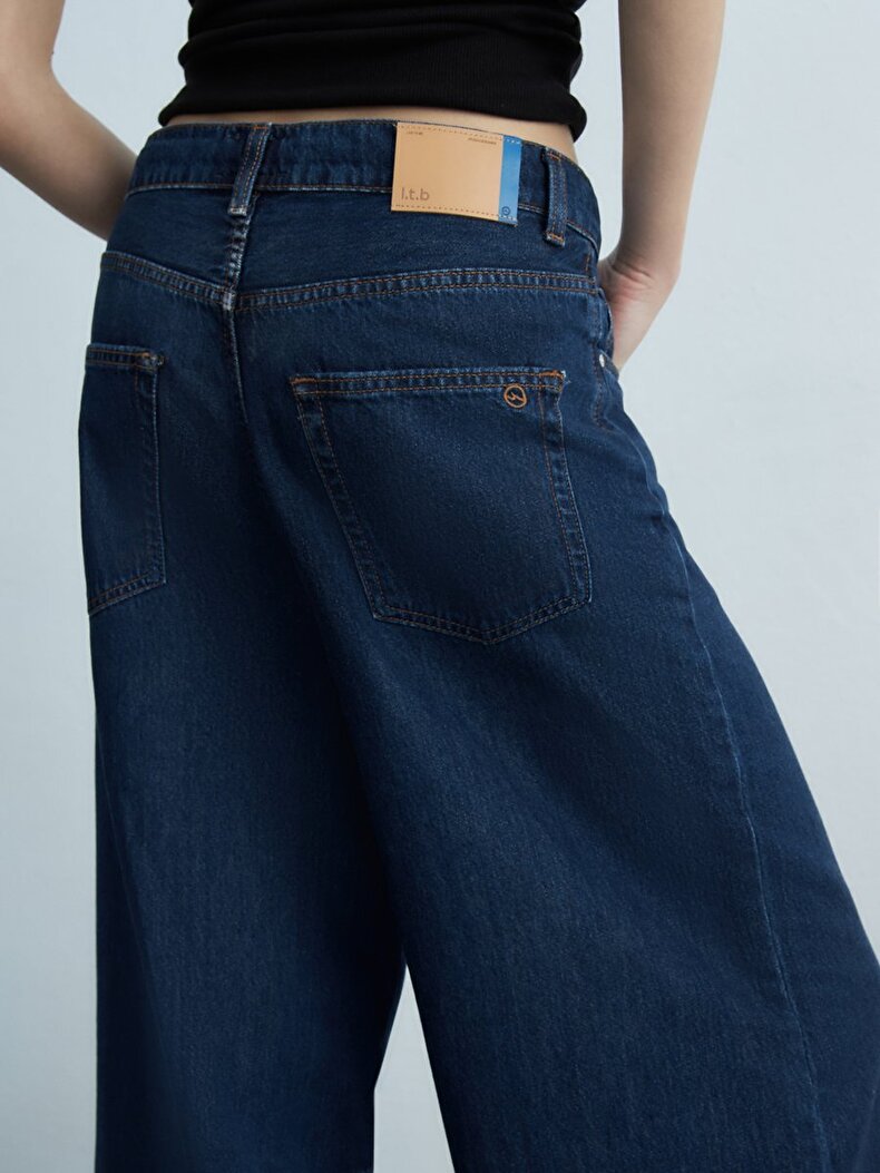 Denıssa Geniş Paça Yüksek Bel Jean Pantolon