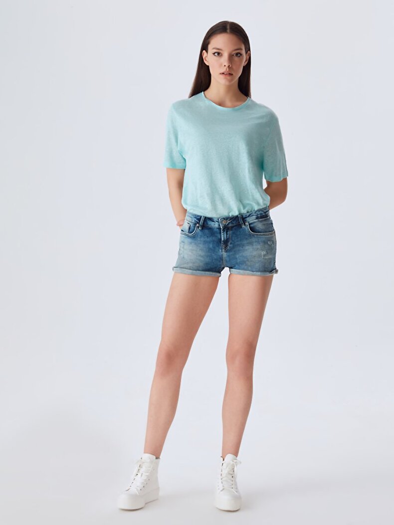 Judie Düşük Bel Jean Shorts