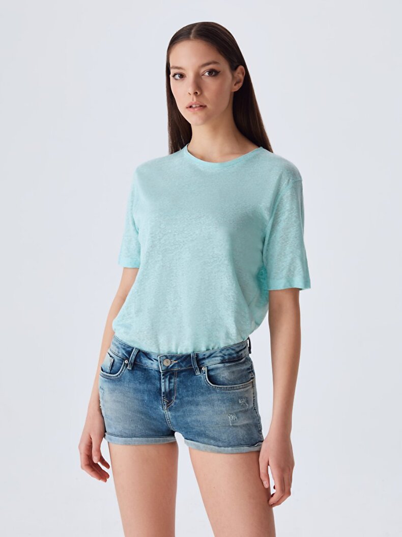 Judie Düşük Bel Jean Shorts