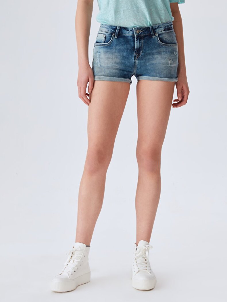 Judie Düşük Bel Jean Shorts