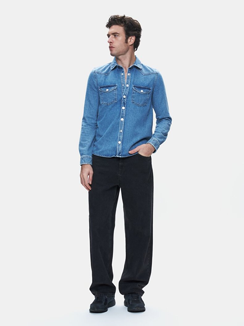 Rohan Sli̇m Jean Overhemd