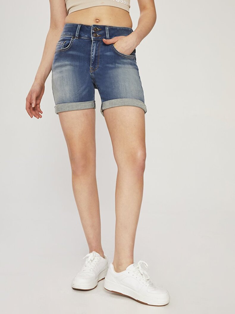 Becky X Orta Bel Jean Şort