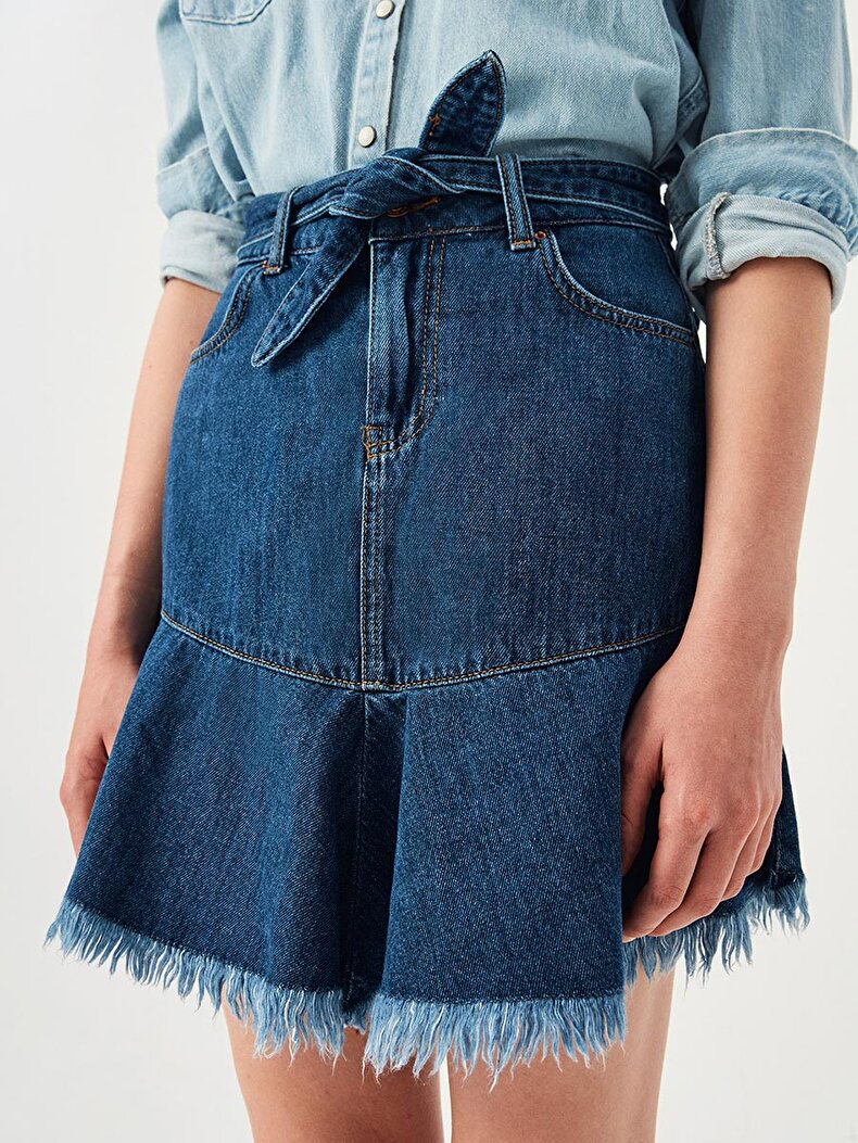 Herla Ruffled Jeans Skirt