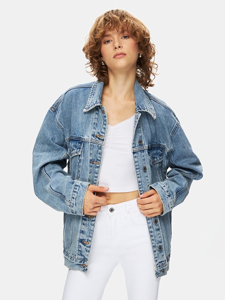 Monalıs Oversıze Jean Ceket