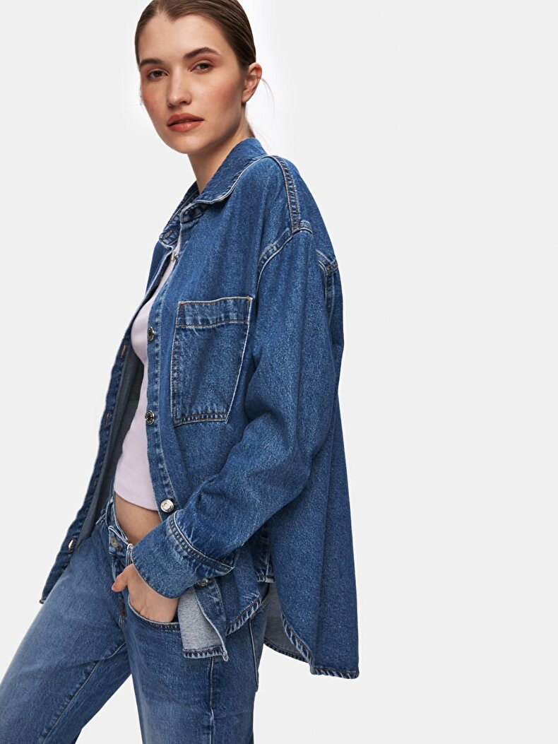 Glenna Oversıze Jean Gömlek