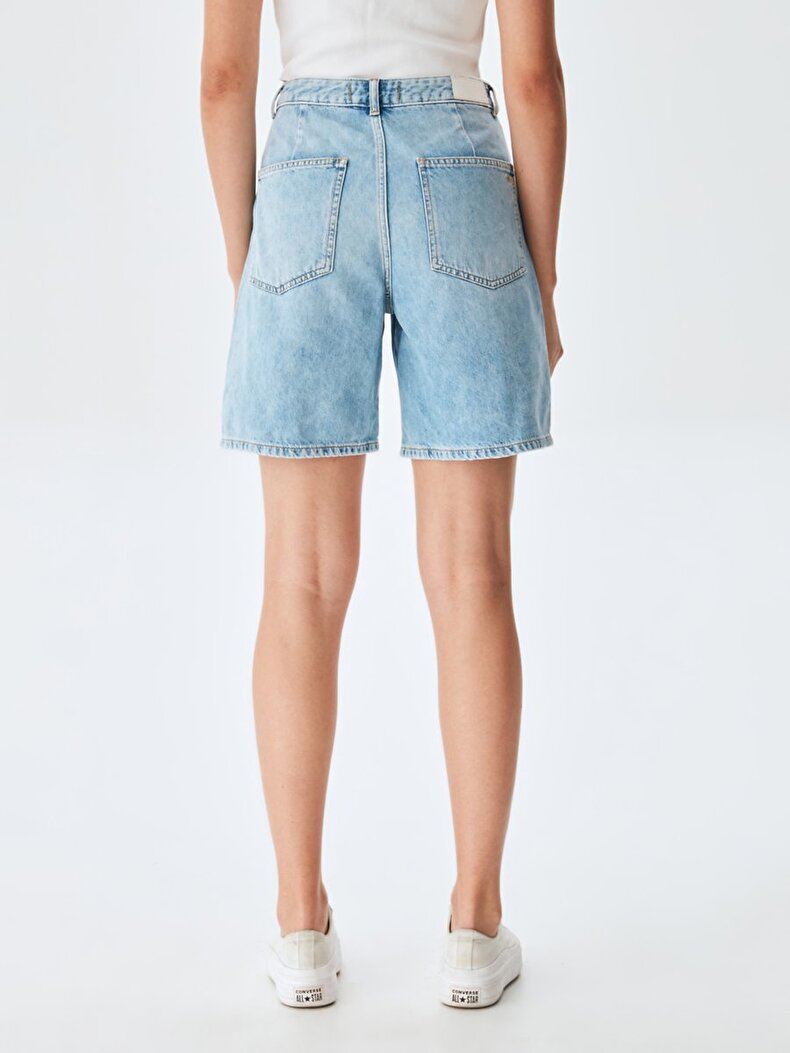 Lores X Comfortable Cut Yüksek Bel Jean Shorts