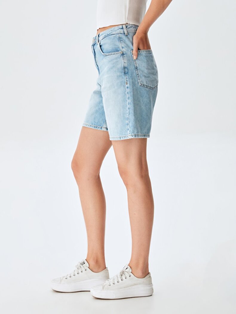 Lores X Comfortable Cut Yüksek Bel Jean Shorts