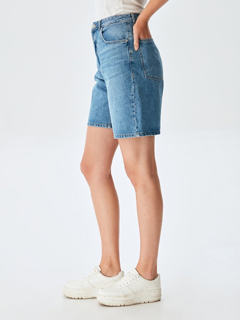 Lores X Comfortable Cut Yüksek Bel Jean Shorts