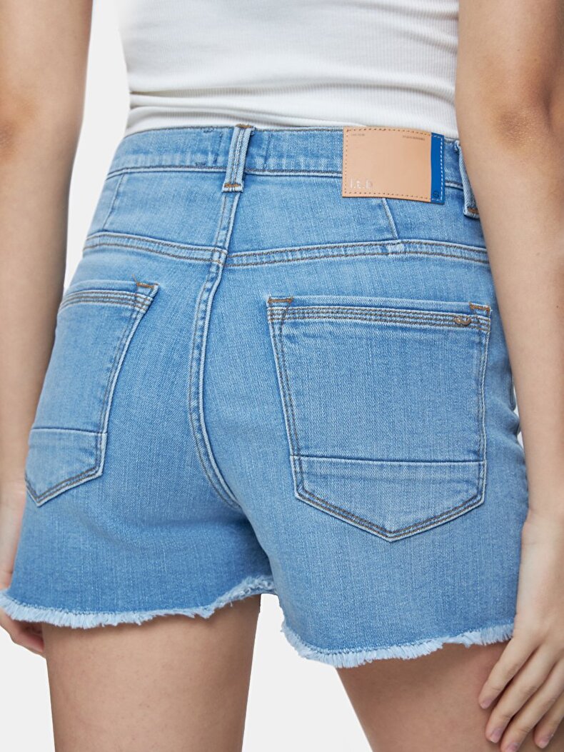 Carola Yüksek Bel Jean Shorts