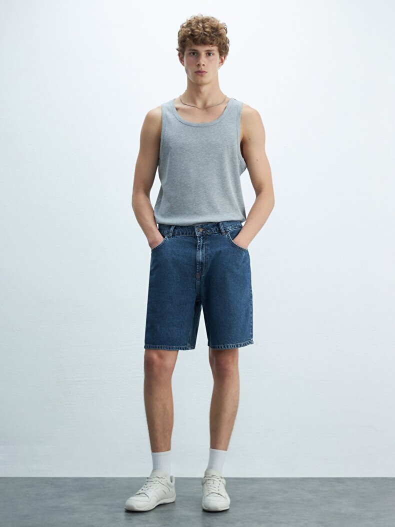 Jadrien Comfortable Cut Yüksek Bel Jean Bermuda