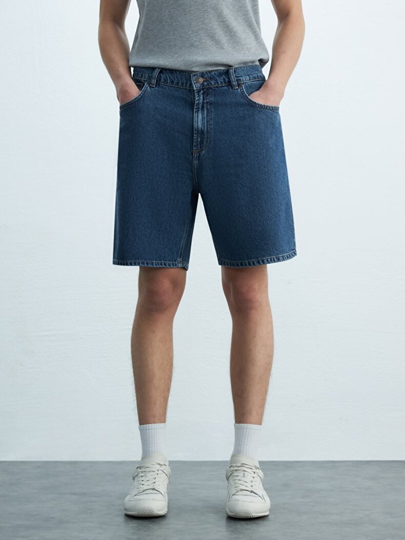 Jadrien Comfortable Cut Yüksek Bel Jean Bermuda