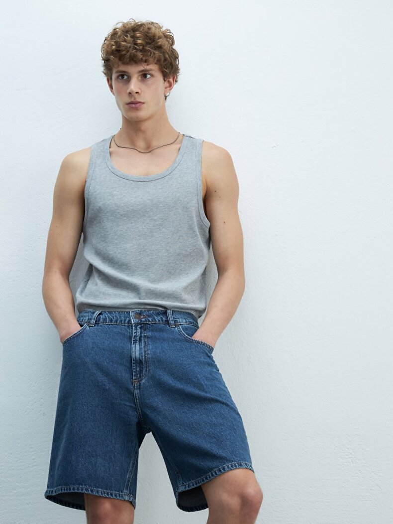 Jadrien Comfortable Cut Yüksek Bel Jean Bermuda