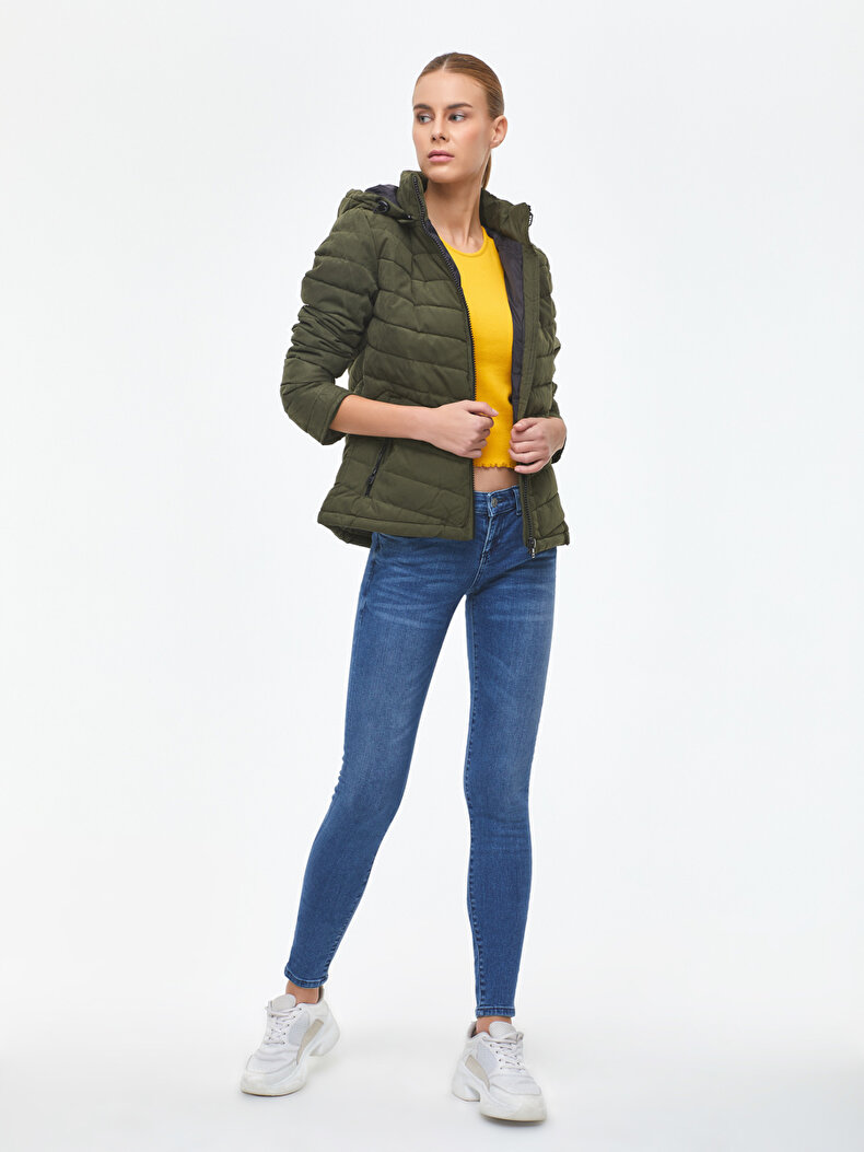 Short Puffer Groen Gemonteerd