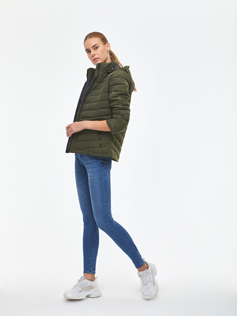 Short Puffer Groen Gemonteerd