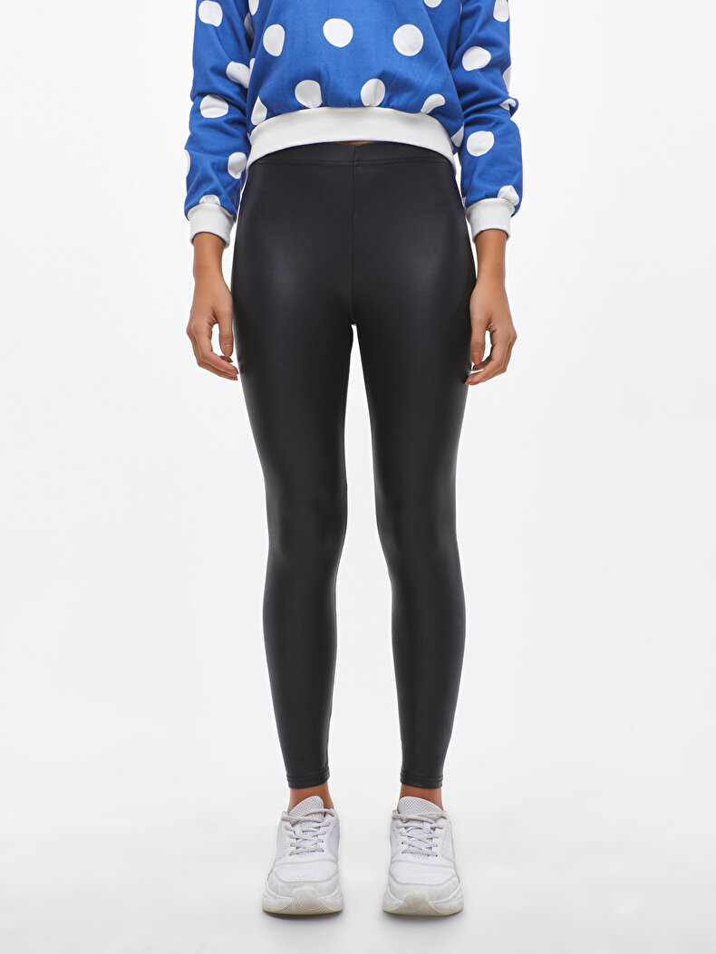 Simulated Leather Zwart Legging