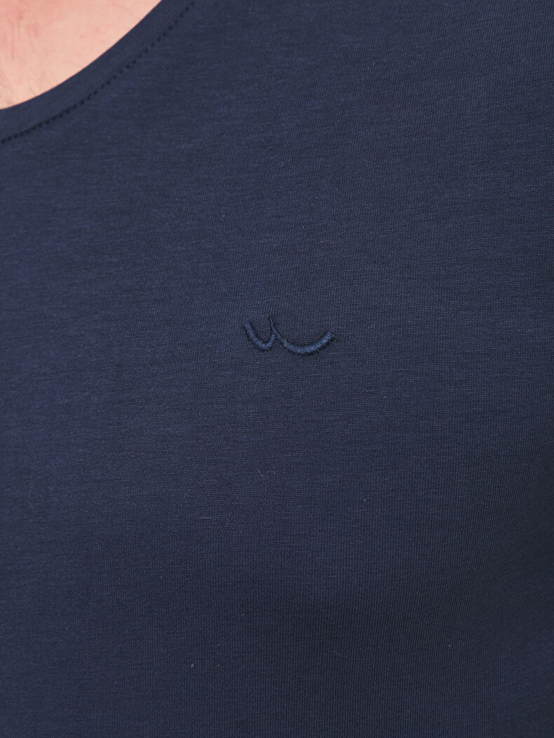 V-neck Basic Slim Fit Navy T-shirt