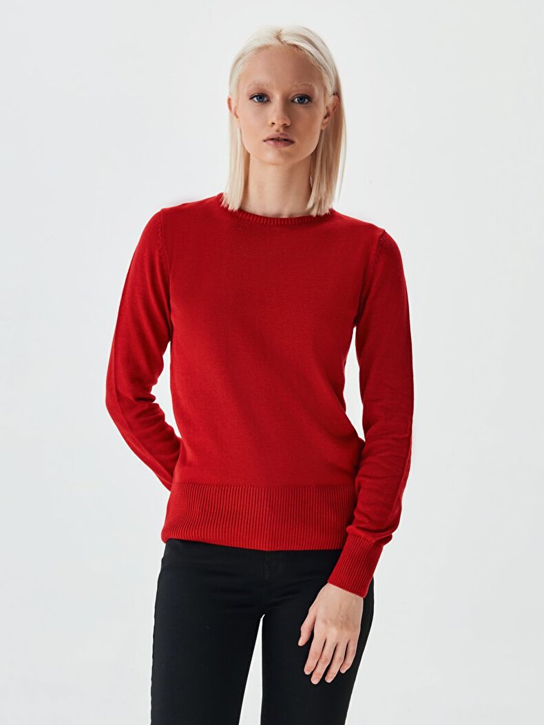Crew Neck Red Pullover