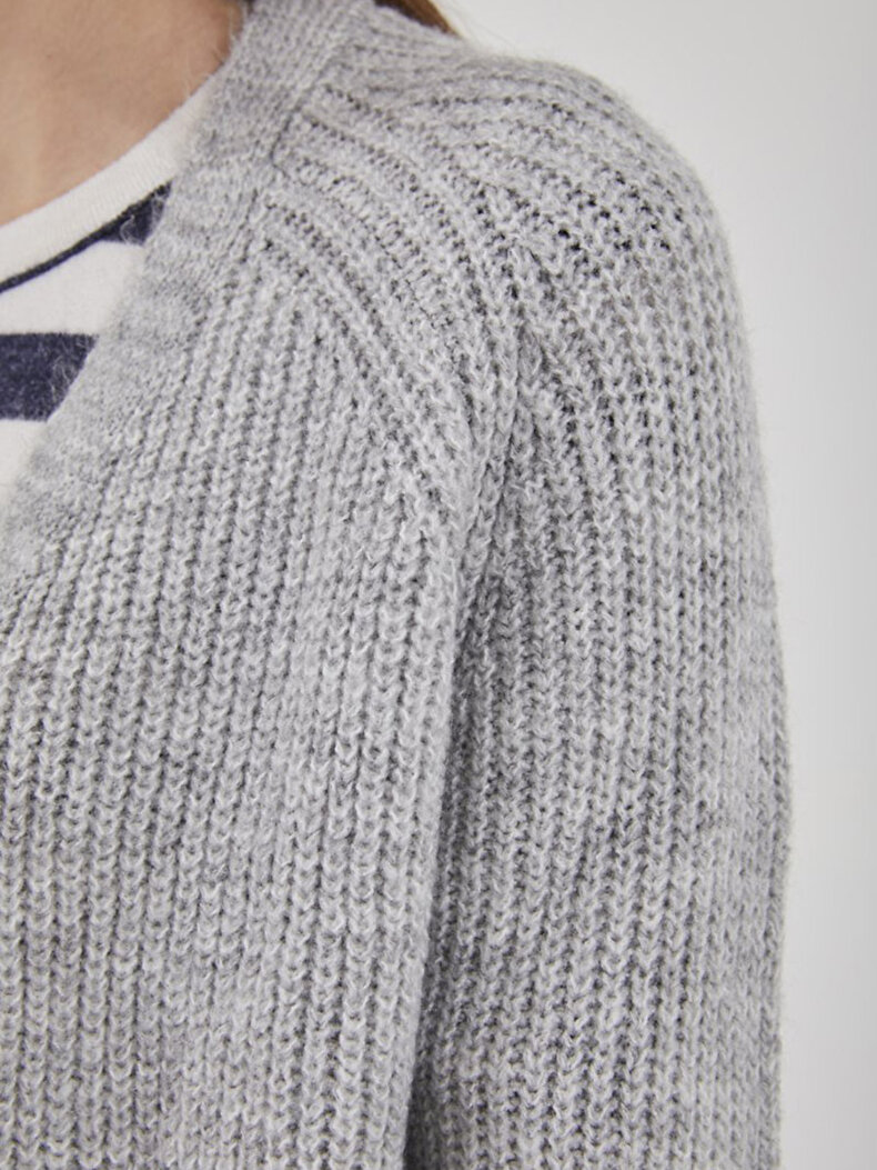 Buttoned Knitted Grey Cardigan