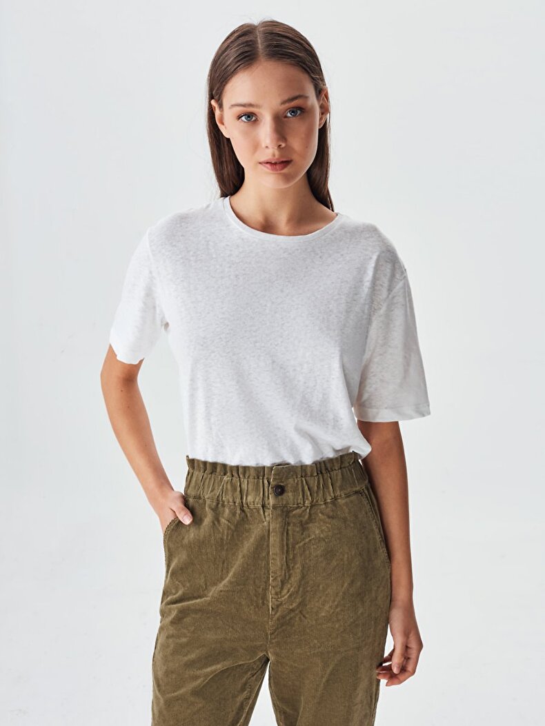 High Waist Relaxed Groen Broek