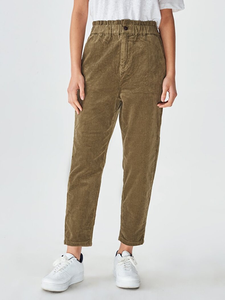 High Waist Relaxed Groen Broek