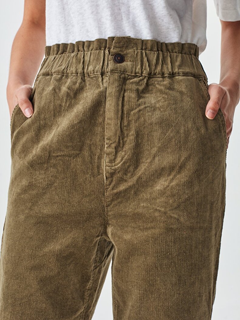 High Waist Relaxed Groen Broek