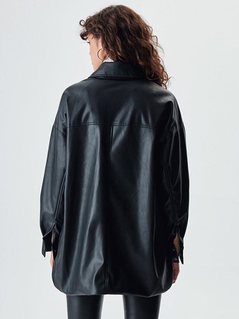 Simulated Leather Black Jacket