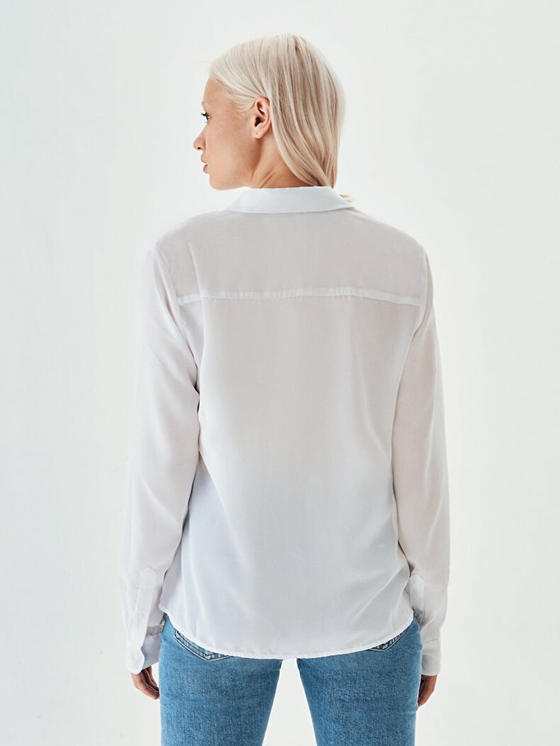 V-neck Long Sleeve White