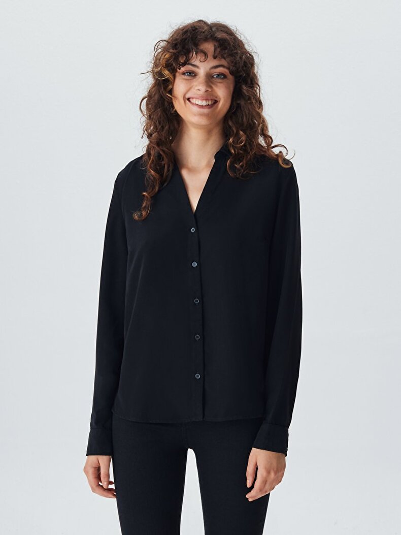 V-neck Long Sleeve Black